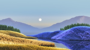 Landscape, Surreal, Windows 11, Moon, Lake, Colorful, 4K wallpaper