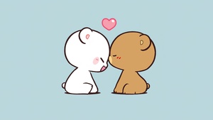 Milk bear, Mocha bear, Cute couple, Love heart, 4K wallpaper