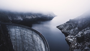 Dam, Mountains, River, Nature, 4K wallpaper