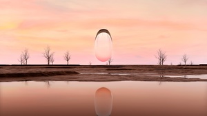 Surreal, Sunset, Reflection, 3D, Glass, Dusk, 4K wallpaper