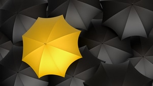 Umbrella, Monochrome, Artist, Artwork, Digital Art, 4K wallpaper