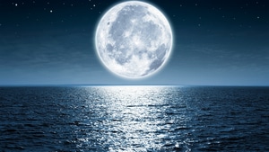 Moon, Sea, Night, 4K wallpaper