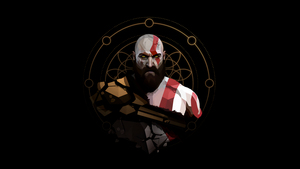 Kratos, Minimalist, God of War, Black background, Low poly, 4K wallpaper