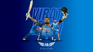 Virat Kohli, Indian cricketer, Blue aesthetic, 4K wallpaper