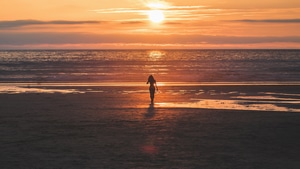 Silhouette, Girl, Photography, Sunset, 4K wallpaper