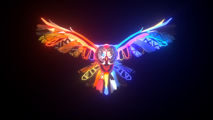 Colorful Owl, Digital Art, Dark background, Colorful art, Dark aesthetic, 4K wallpaper