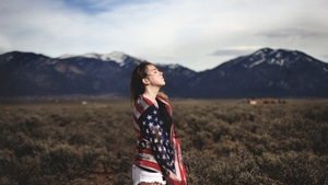 Girls, Model, Usa, Flag, 4K wallpaper