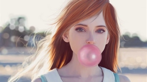 Fantasy Girls, Bubble Gum, Bubble, Artist, Artwork, Digital Art, 4K wallpaper