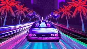 Retrowave, Cars, Artist, Artwork, Digital Art, 4K wallpaper
