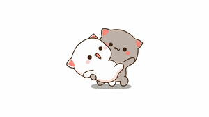 Kitty couple, Kawaii couple, Peach and Goma, Love couple, White background, Peach cat, Goma cat, 4K wallpaper