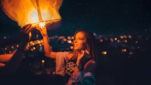 Girls, Lantern, Photography, 4K wallpaper