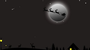 Santa Claus, Christmas, Celebrations, Deer, Monochrome, Black And White, 4K wallpaper