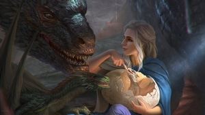 Daenerys Targaryen, Dragon, Game Of Thrones Season 8, Game Of Thrones, Tv Shows, Artist, Artwork, Digital Art, Artstation, Dragon, 4K wallpaper