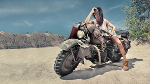 Girls, Bikes, Model, Desert, 4K wallpaper