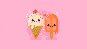 Kawaii ice cream, Ice cream cone, Kawaii food, 4K wallpaper