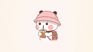 Peach cat, Kawaii cat, Adorable, Cartoon, 4K wallpaper
