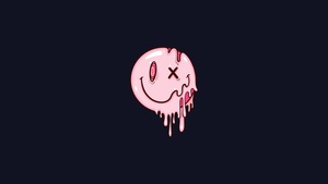 Drippy smiley, Cute smiley, Dark background, Simple, 4K wallpaper
