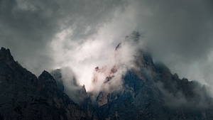 Mountains, Fog, Winter, Morning, Nature, Behance, 4K wallpaper