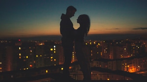 Couple, Love, Silhouette, City, Photography, 4K wallpaper