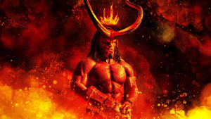 Superhero, Hellboy, Fire effect, 4K wallpaper