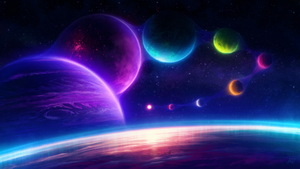 Planets, Colorful Sky, Surreal, Stars, Colorful background, Aesthetic, 4K wallpaper
