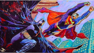 Batman, Superman, Superheroes, Artist, Artwork, Digital Art, Glitch, 4K wallpaper