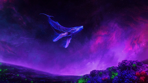 Whale, Surreal, Lucid, Colorful space, 4K wallpaper