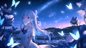 Anime girl, Dream, Lonely, Butterflies, Surreal, Beautiful, 4K wallpaper