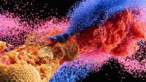 Particle explosion, Colorful, Simulation, 4K wallpaper