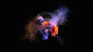 Particle explosion, AMOLED, Simulation, Black background, 4K wallpaper