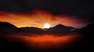 Sunset, Landscape, Evening, Sky, Artist, Artwork, Digital Art, 4K wallpaper