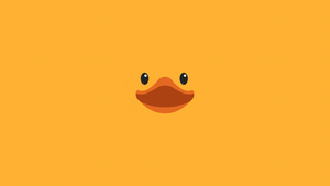 Cute duck, Yellow background, Cute face, Simple, 4K wallpaper