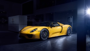 Porsche 918 Spyder, Hypercars, Hybrid cars, Dark background, 4K wallpaper