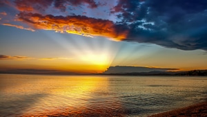 Beach, Sunset, Nature, 4K wallpaper