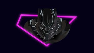 Black Panther, Neon background, Polygonal, Dark background, 4K wallpaper