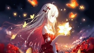Anime girl, Butterflies, Surreal, 4K wallpaper