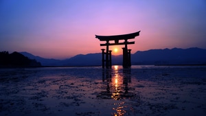 Japan, Sunset, Purple, Evening, World, 4K wallpaper