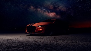 Ford Mustang Shelby GT500, Starry sky, Night, 4K wallpaper