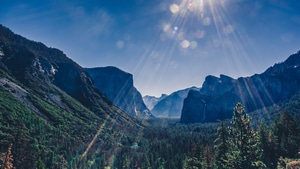 Yosemite, Nature, Mountains, Valley, Landscape, Sunbeam, 4K wallpaper