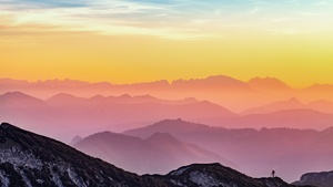 Mountains, Silhouette, Early Morning, Sunrise, Austria, 4K wallpaper