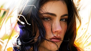 Beautiful woman, Illustration, Portrait, Surreal, Girly backgrounds, 4K wallpaper