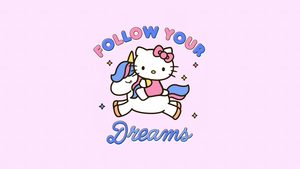 Follow your Dreams, Hello Kitty background, Magenta background, Unicorn, Sanrio, 4K wallpaper