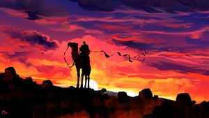 Camel, Illustration, Artist, Artwork, Digital Art, Behance, Sunset, 4K wallpaper