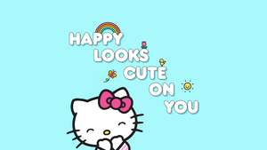 Hello kitty quotes, Cyan background, Hello Kitty background, Sanrio, 4K wallpaper