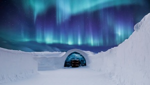 Aurora Borealis, Igloo, Night sky, Northern Lights, Finland, 4K wallpaper