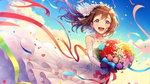 Bride anime, Cute anime, Anime girl, Happy girl, Colorful anime, Flower bouquet, Colorful flowers, Girly backgrounds, 4K wallpaper