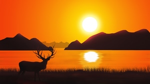 Reindeer, Deer, Scenery, Landscape, Artist, Artwork, Digital Art, Behance, 4K wallpaper