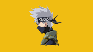 Kakashi Hatake, Illustration, Naruto, Minimal art, Yellow background, 4K wallpaper