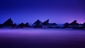 Nature, Sea, Ocean, Mountains, Night, 4K wallpaper