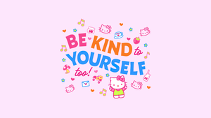Be kind yourself, Pink background, Hello Kitty background, Sanrio, 4K wallpaper